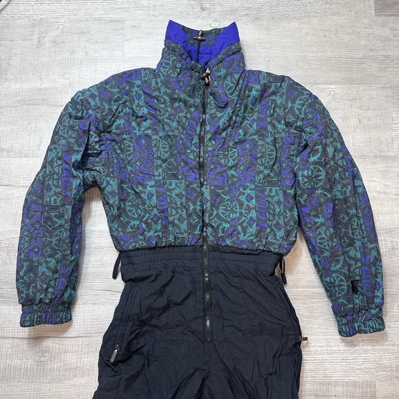 Vintage 80s Tyrolia Reversible Ski Suit Womens One Piece Snowsuit Snow Bib Sz 10 - Picture 13 of 13